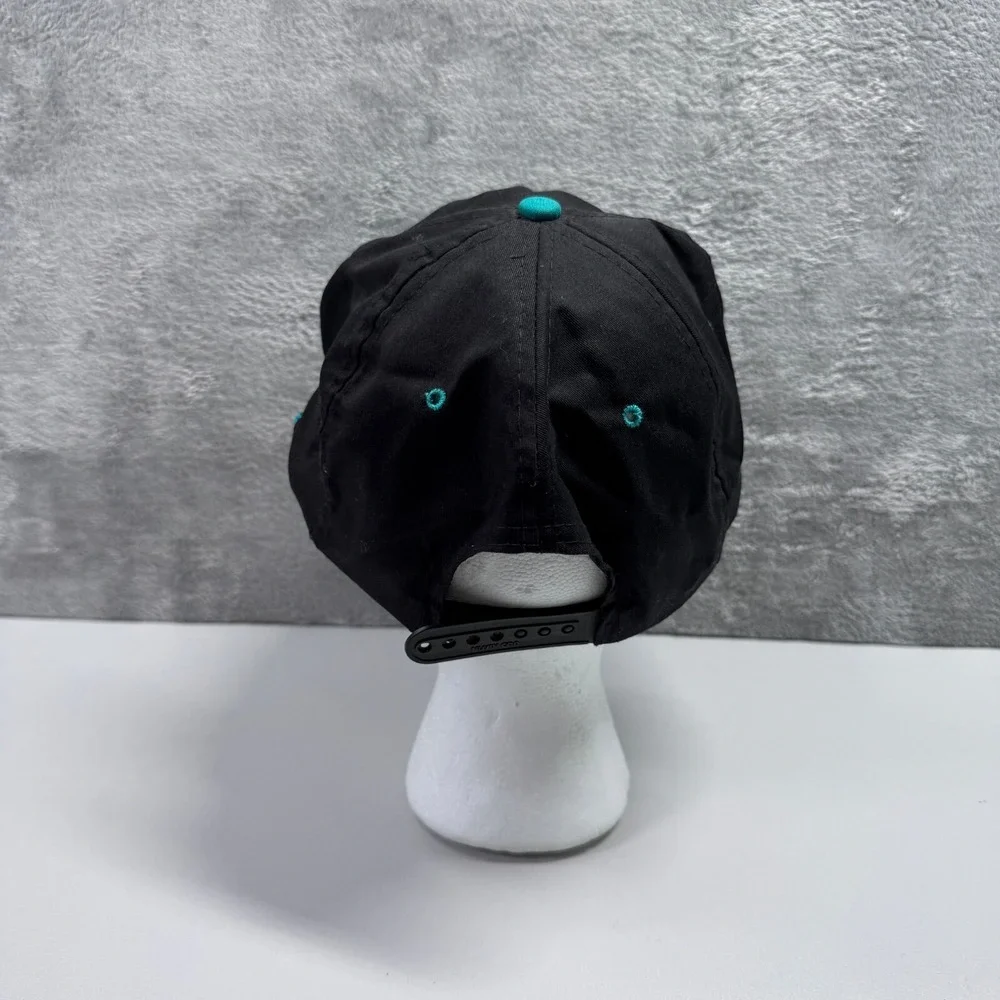 Vintage Heilig Meyers Furniture Embroidered Snapback Hat Black Teal Nissin Cap